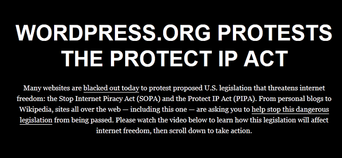 WordPress protesta contra SOPA e PIPA com apagões 1 image 9
